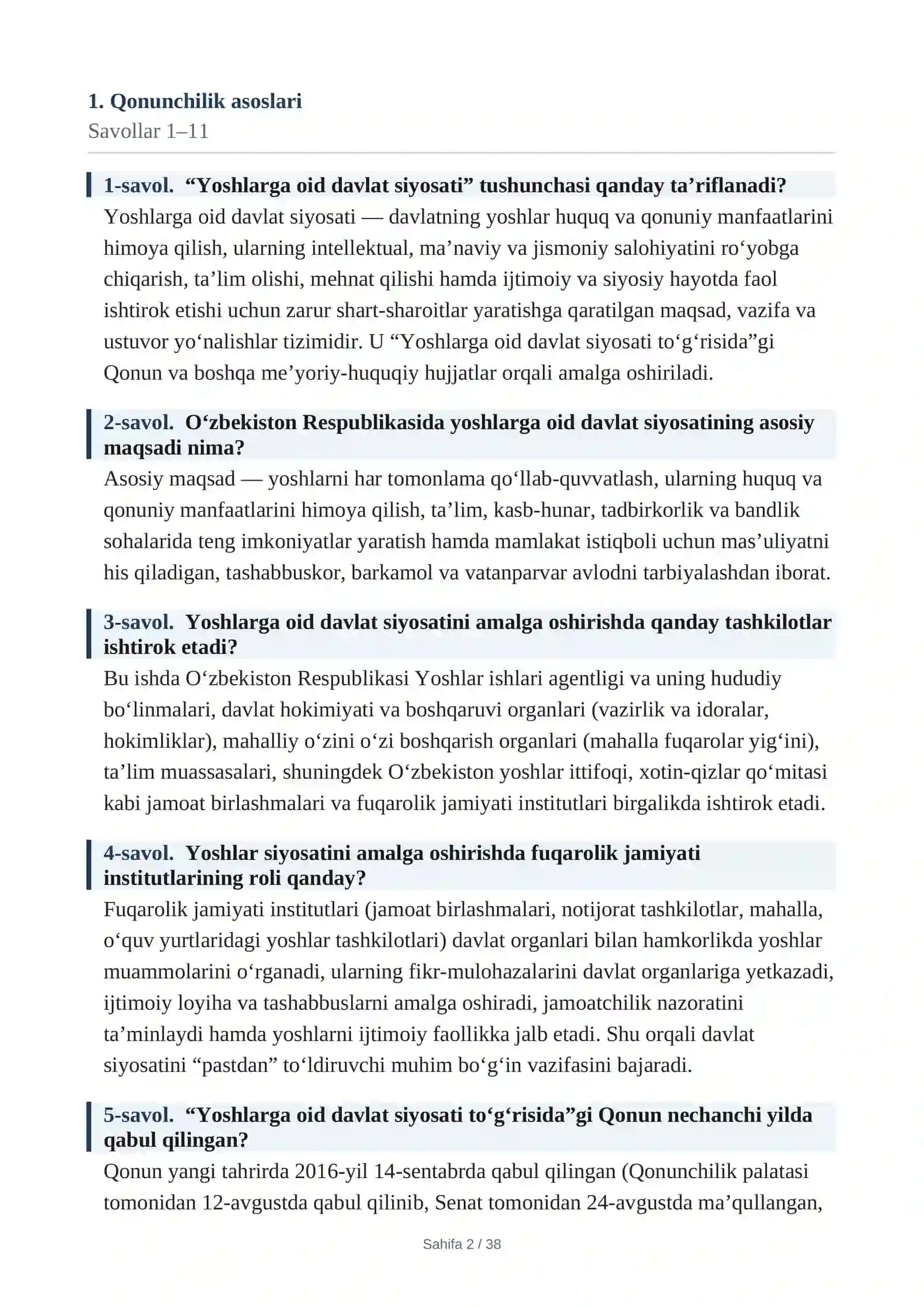 ARGOS 2026 — Mahalla yoshlar yetakchisi suhbat savollari va javoblari 2026-yil Mahalla yoshlar yetakchisi — suhbat savollari va javoblari Yoshlar yetakchisi suhbat savollari va javoblari — 2026 Mahalla yoshlar yetakchisi — 2026-yil suhbat savollari  Mahalla yoshlar yetakchisi lavozimi uchun savol-javoblar Yoshlar yetakchisi uchun suhbat savollari va javoblari 2026 ARGOS — yoshlar yetakchisi savol-javoblari Mahalla yoshlar yetakchisi — ishga kirish suhbat savollari 2