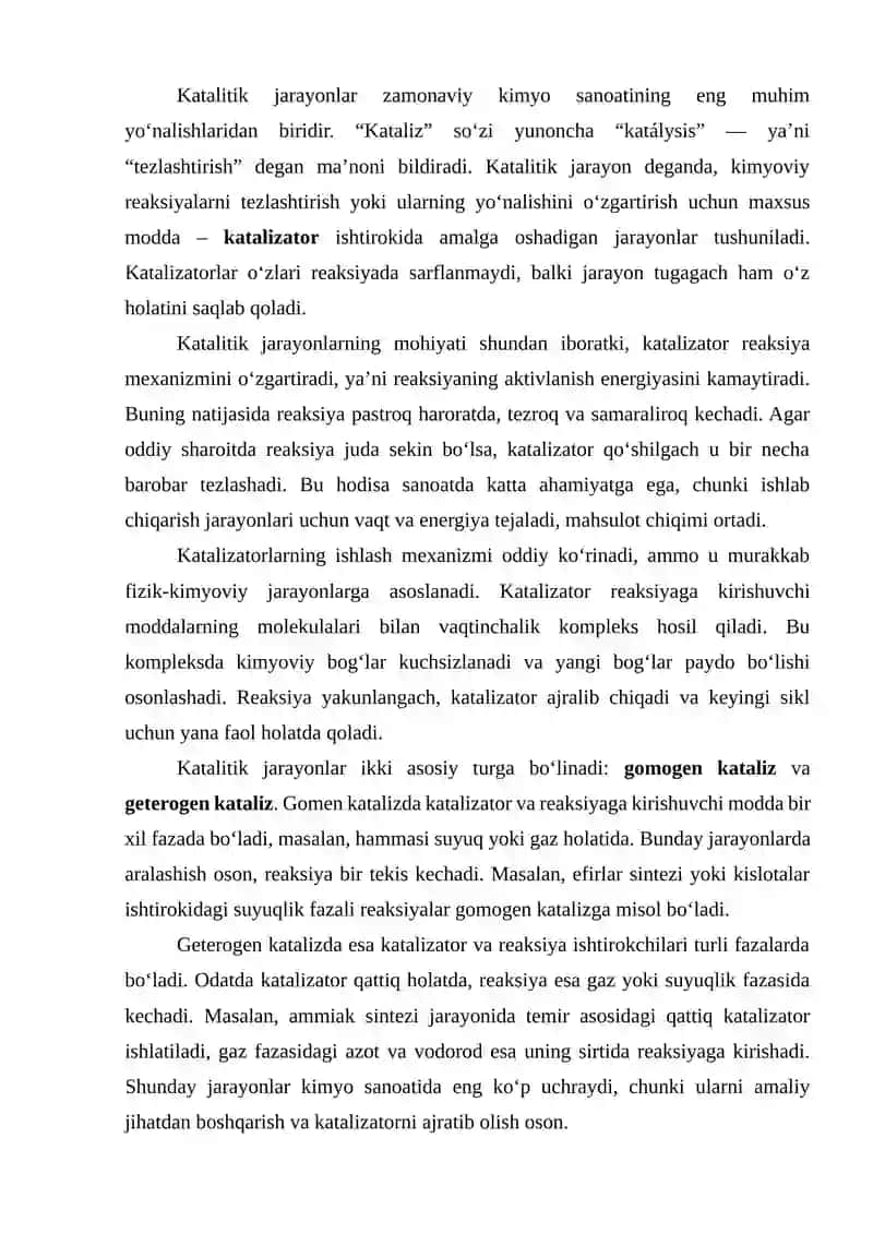 Katalitik jarayonlar 2