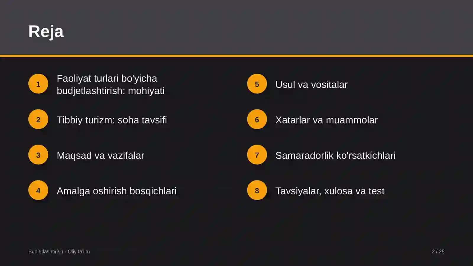 tibbiy turizmda faoliyat turlari bo'yicha budjetlashtirish 9488 2