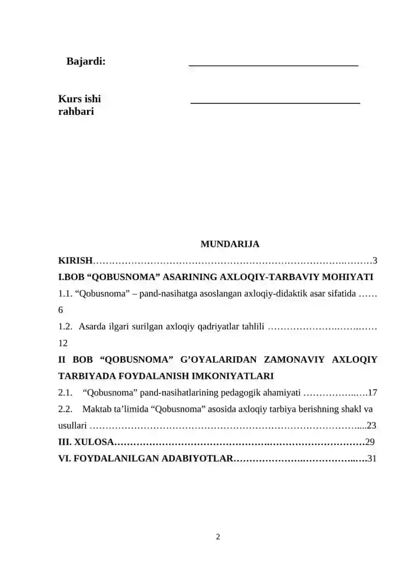 Kaykovusning “ Qobusnoma” asarida bola tarbiyasi 2