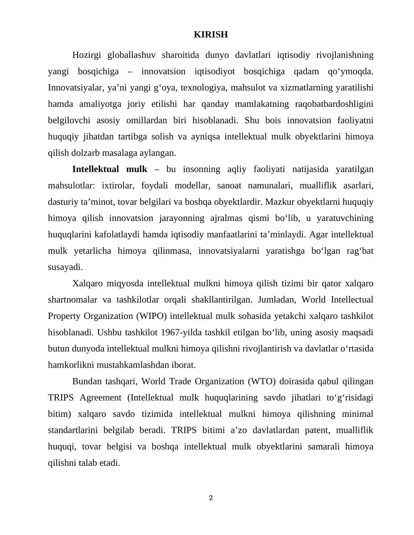 XALQARO INNOVATSION QONUNCHILIK VA INTELEKTUAL MULK HIMOYASI 2