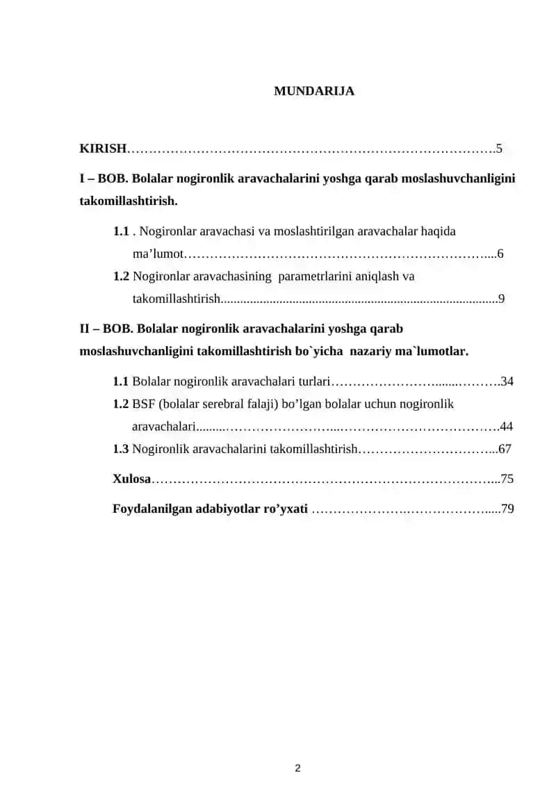 Bolalar nogironlik aravachalarini yoshga qarab moslashuvchanligini takomillashtirish 2
