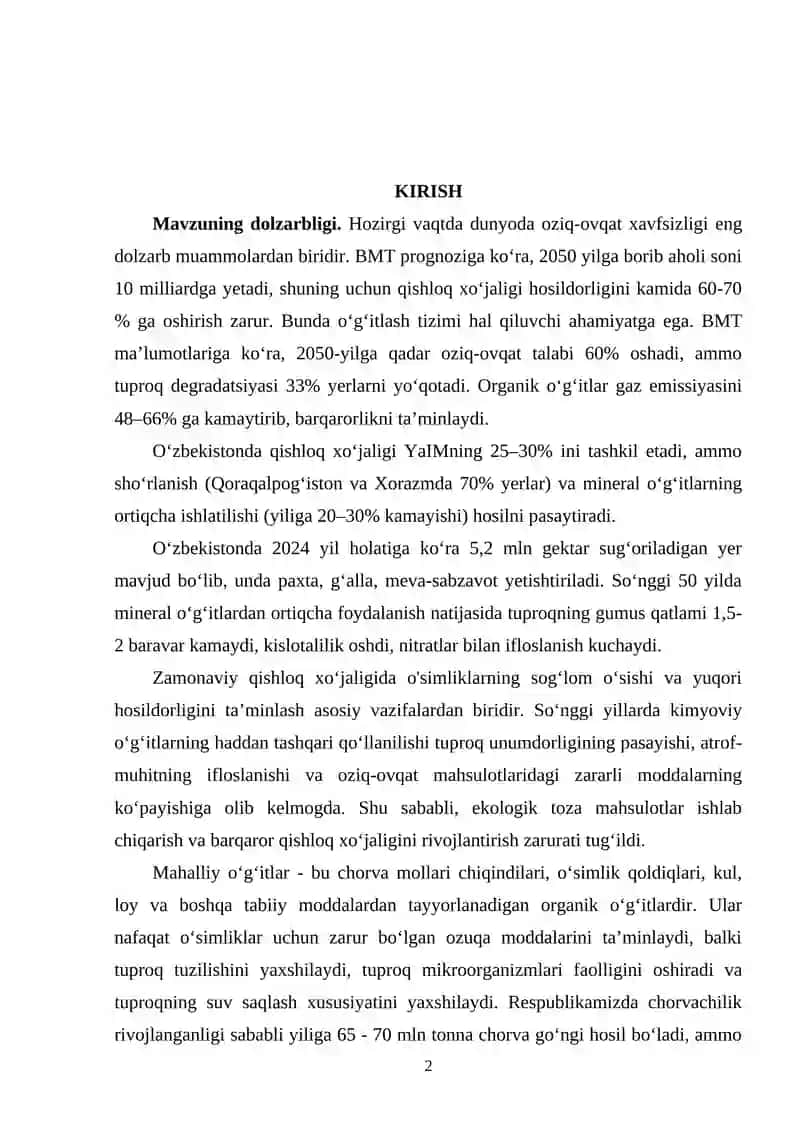 O'simliklarlar o'sishi va rivojlanishida mahalliy o'g'itlarning ahamiyati 2