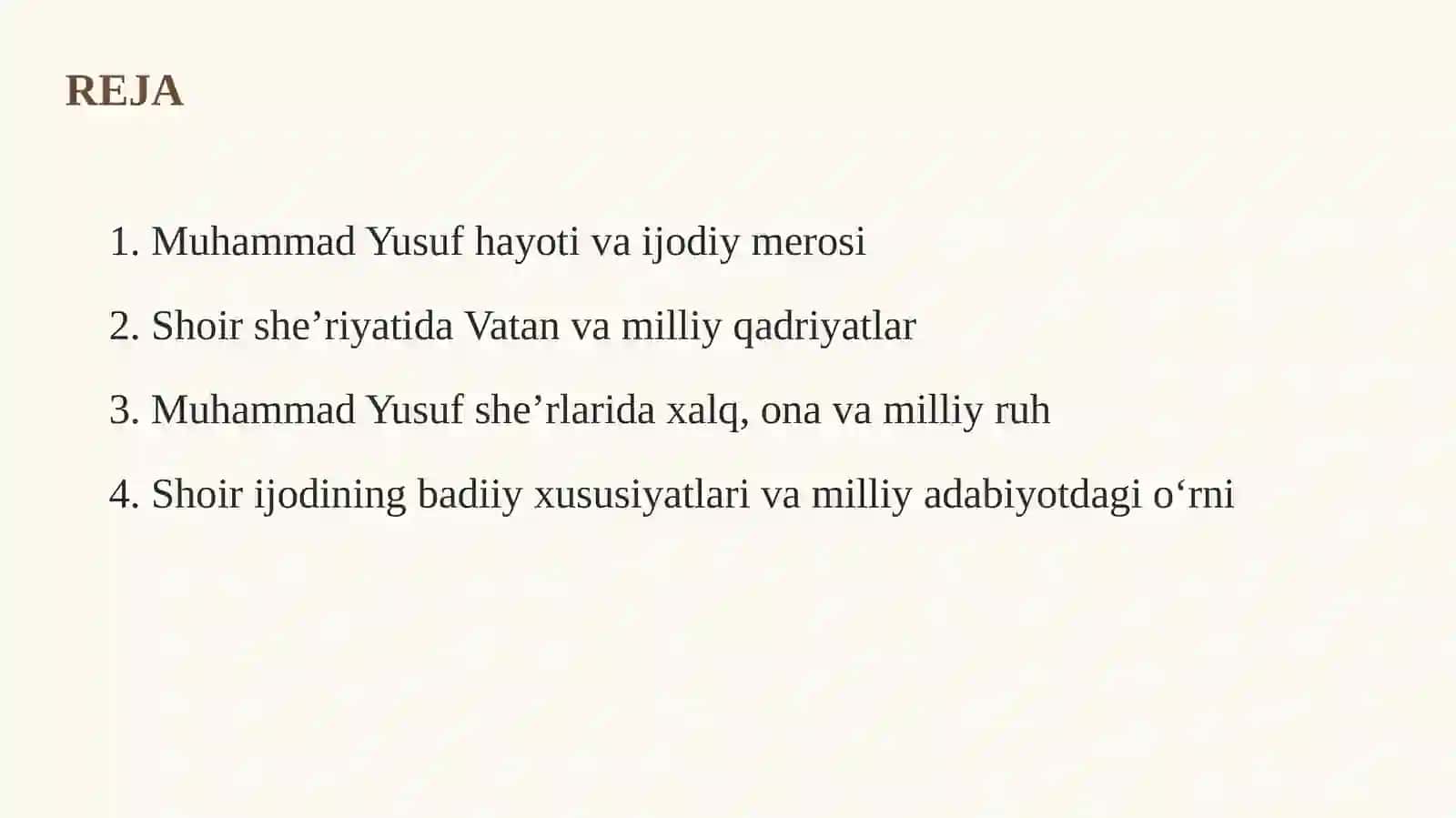 MUHAMMAD YUSUF SHE’RIYATIDA MILLIY RUH 2