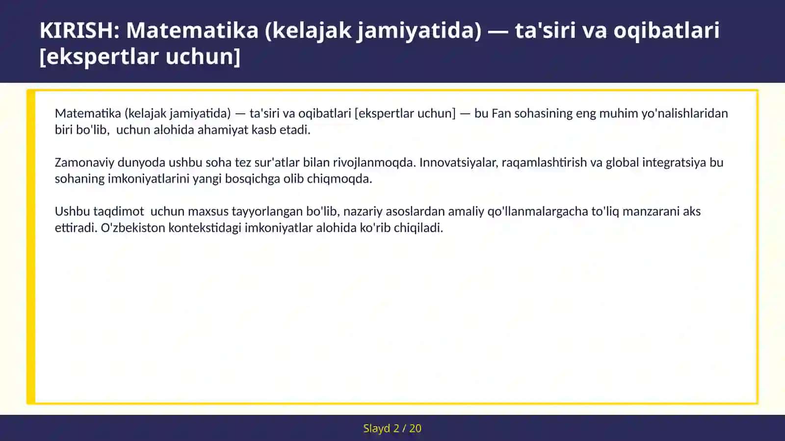 Matematika (Kelajak Jamiyatida) - Ta'siri va Oqibatlari [Ekspertlar Uchun] 2