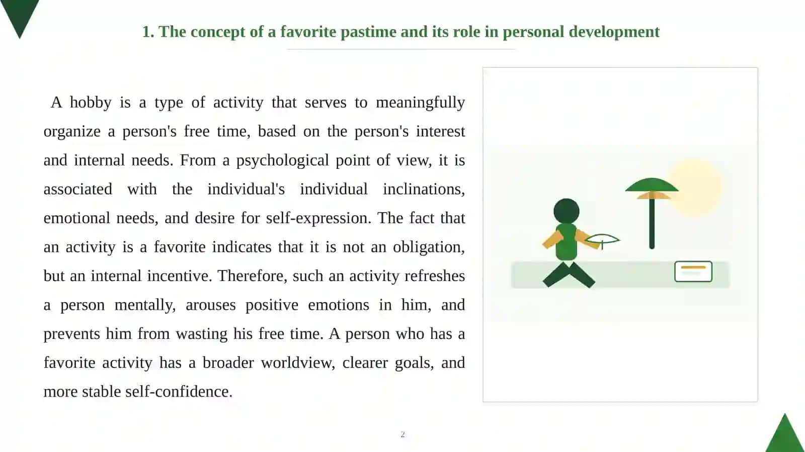 The concept of a favorite pastime and its role in personal development 2