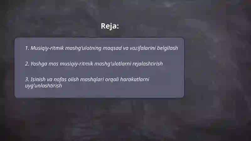 Musiqiy-ritmik harakatlar asosida mashgulot tashkilitshi 2