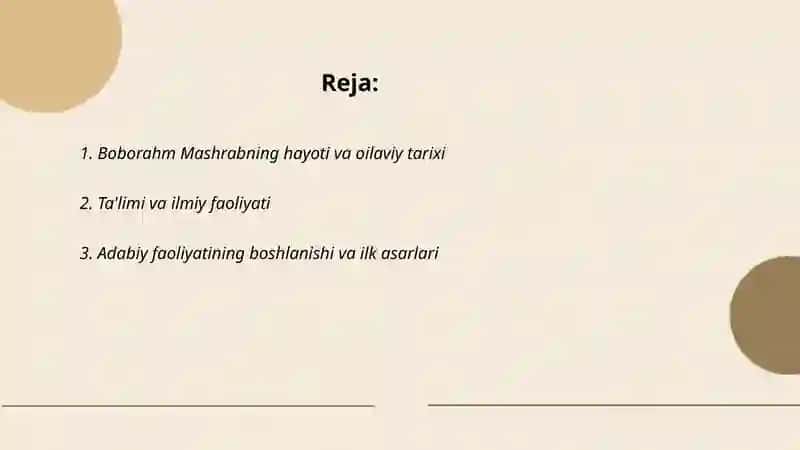 Boborahm Mashrab hayoti va ijodi 2