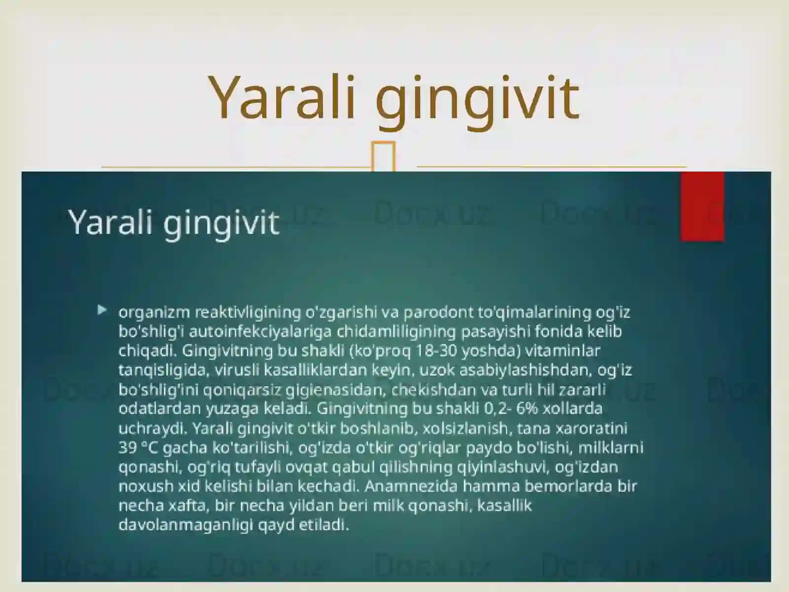 Yarali gingivit. Klinikasi,diagnostikasi. 2