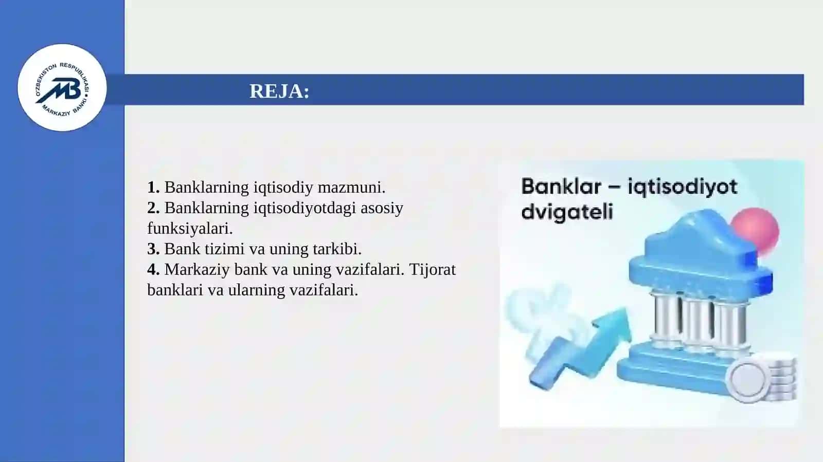 Mavzu Banklarning Mohiyati va Asosiy Funksiyalari 2