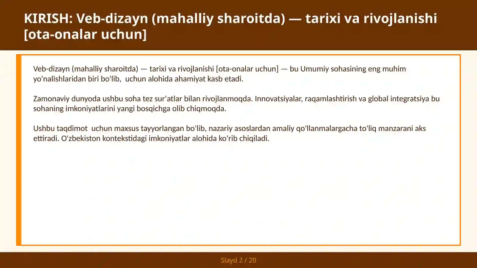 VEB-DIZAYN (MAHALLIY SHAROITDA) — TARIXI VA RIVOJLANISHI [OTA-ONALAR UCHUN] 2