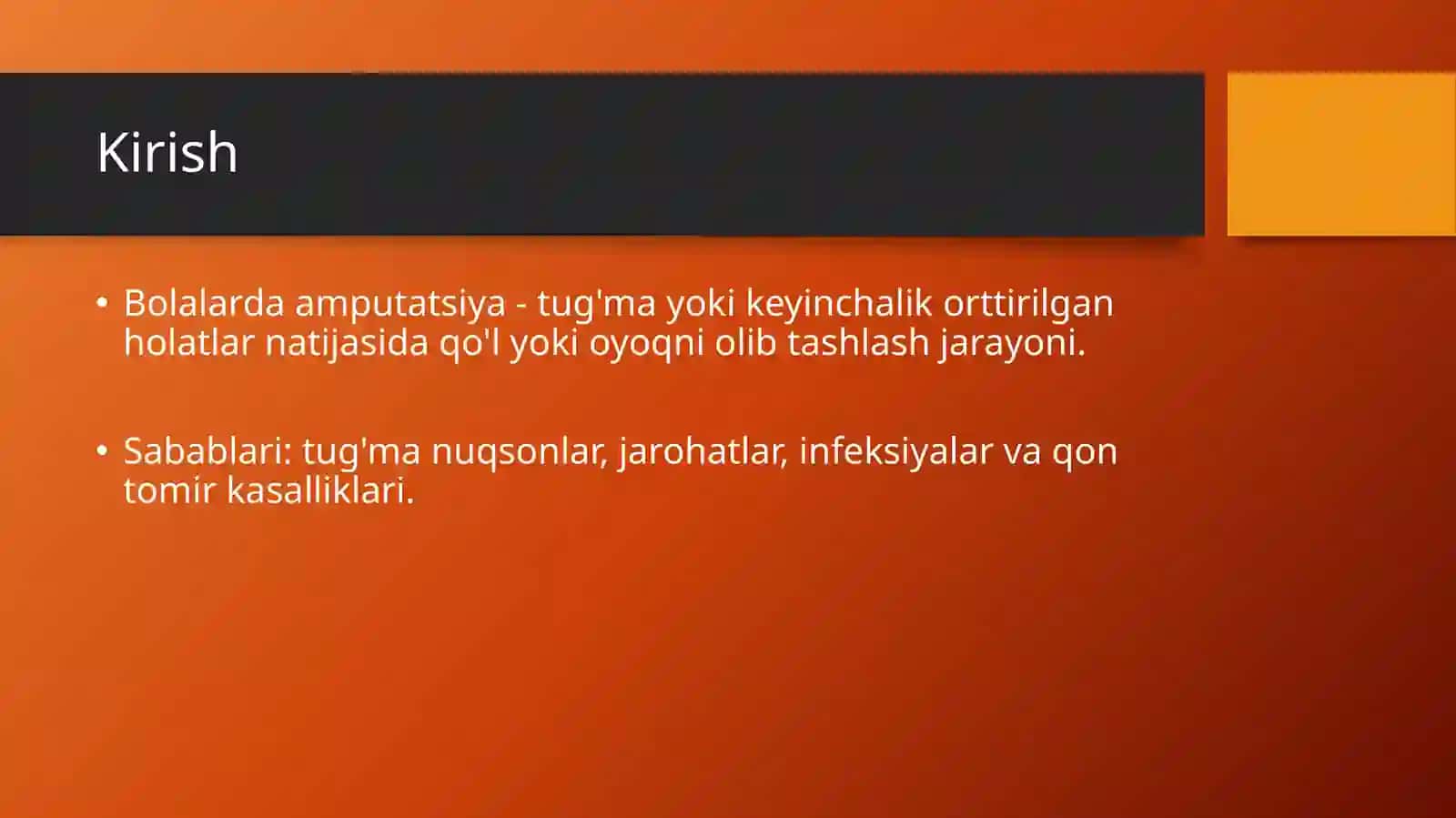 Bolalarda amputatsiya xususiyatlari 2