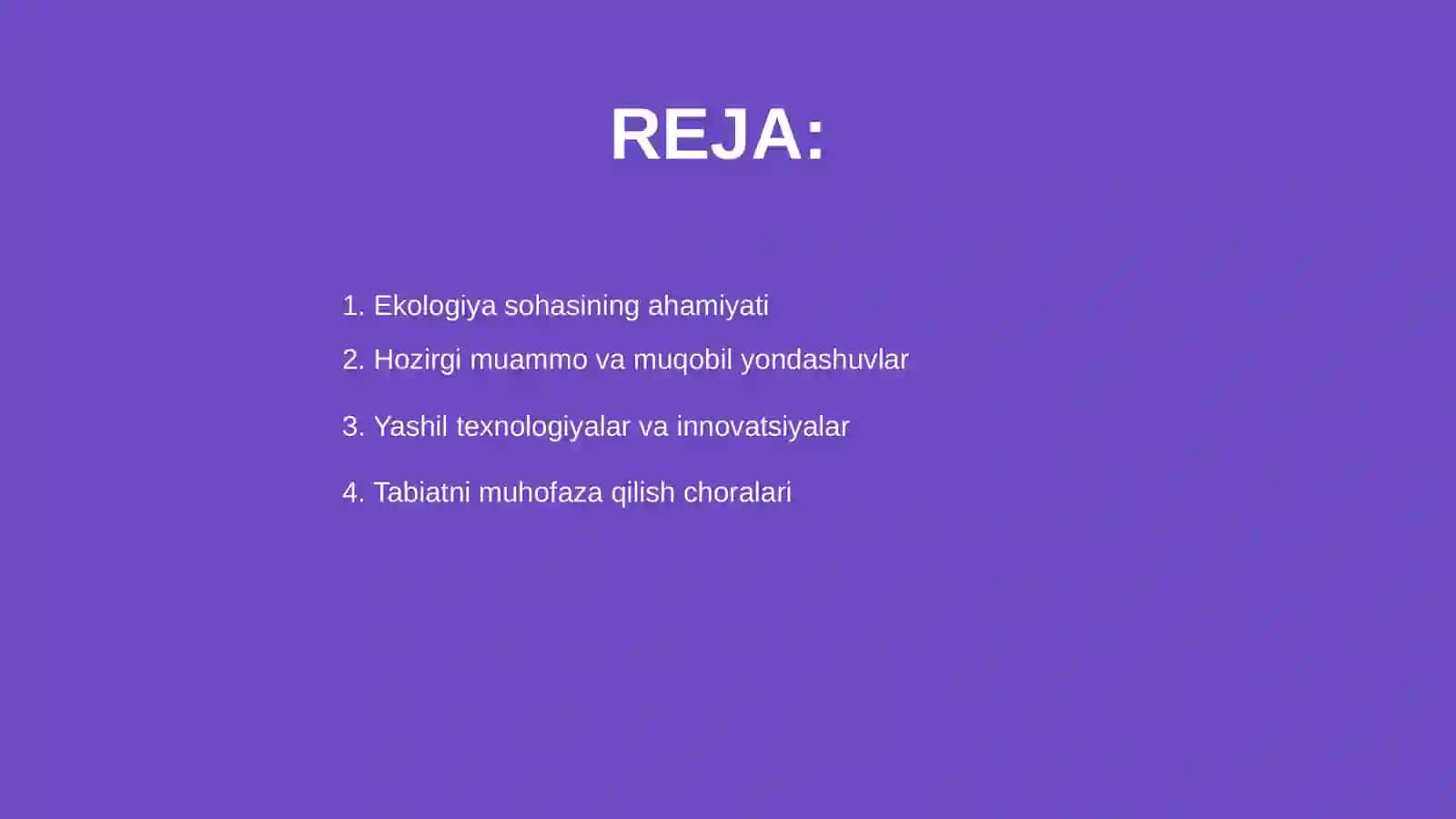 Ekologiya sohasini rivojlantirish 2