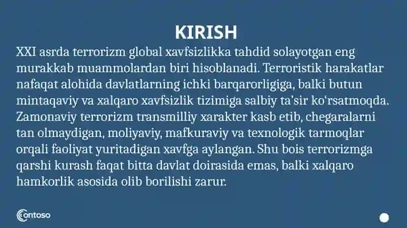 xalqaro tashkilotlarning terrorizmga qarshi kurashining ahamiyati 2