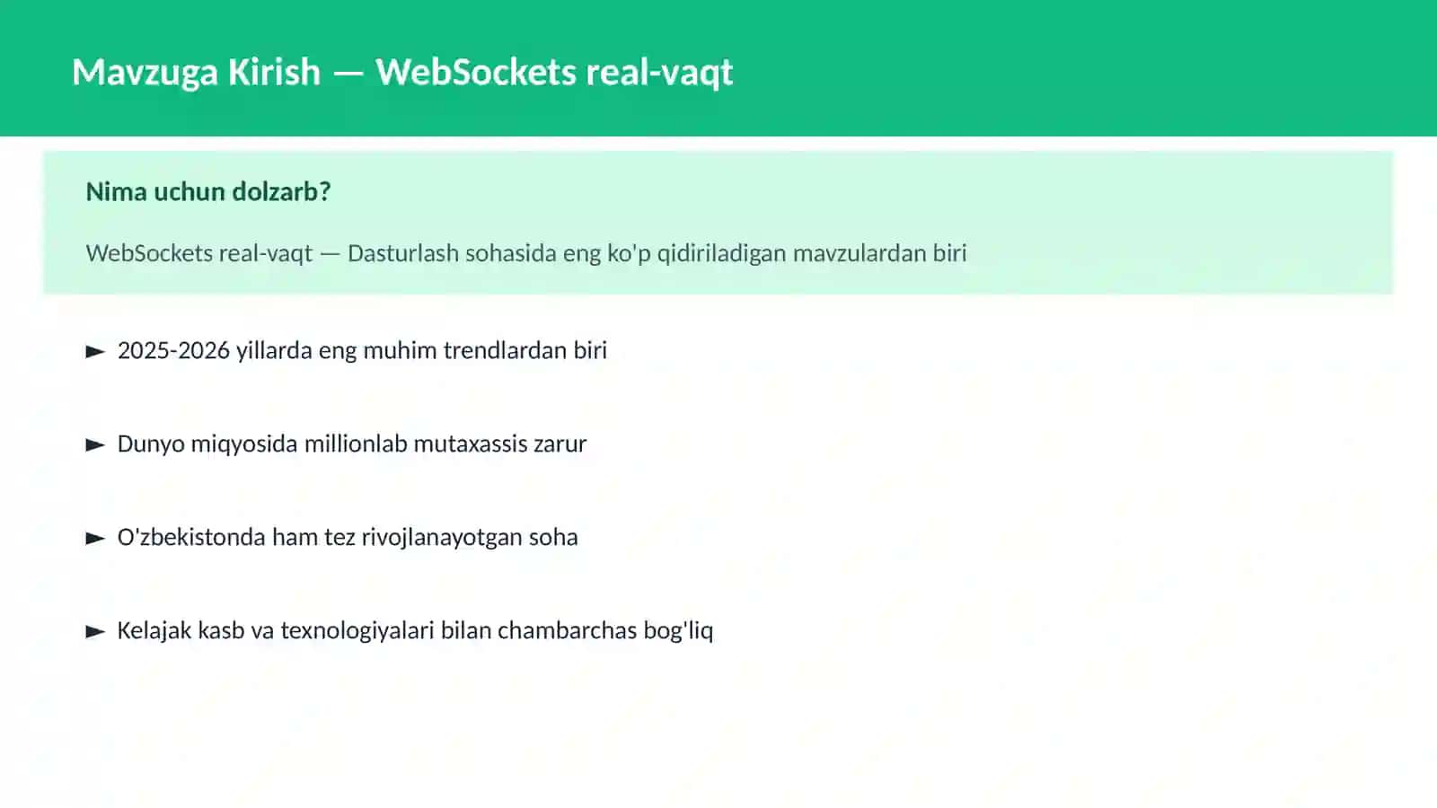 WebSockets real-vaqt 2