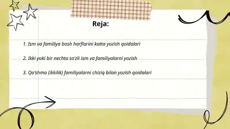 Ism va Familiyani yozish imlosi 2