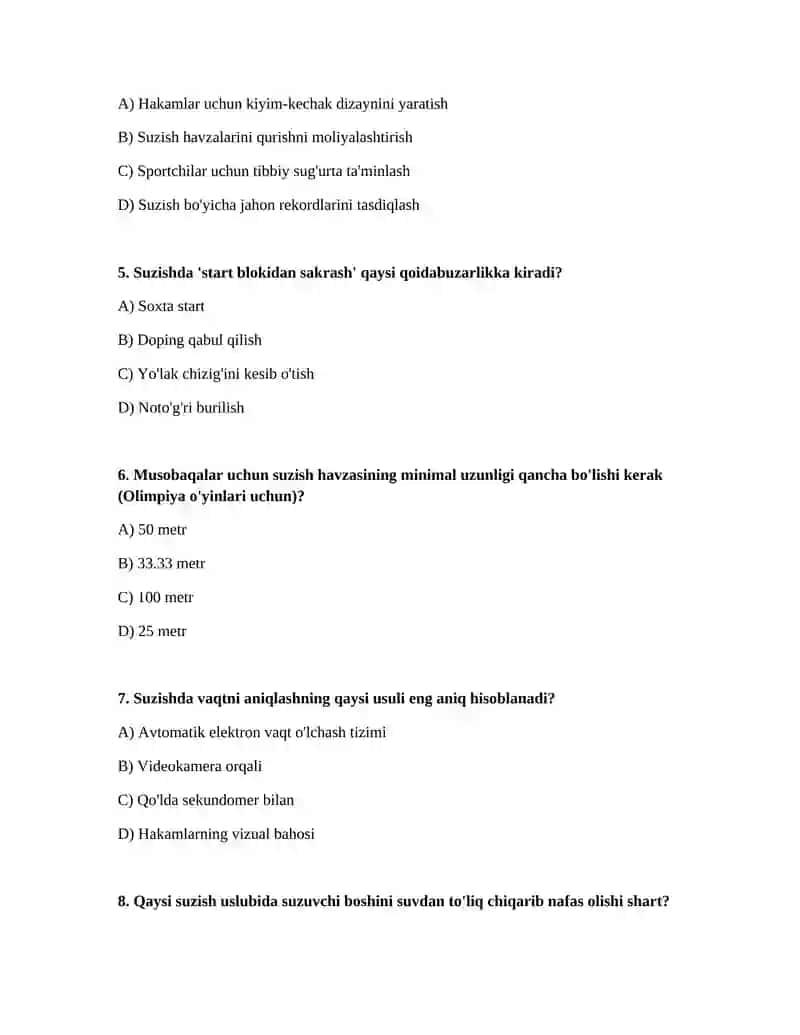 Tanlangan sport turida rejalashtirish va hakamlik faoliyati (suzish) 2