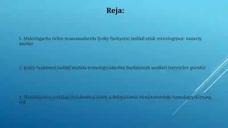 Ijodiy faoliyatni tashkil etish texnologiyasi 2
