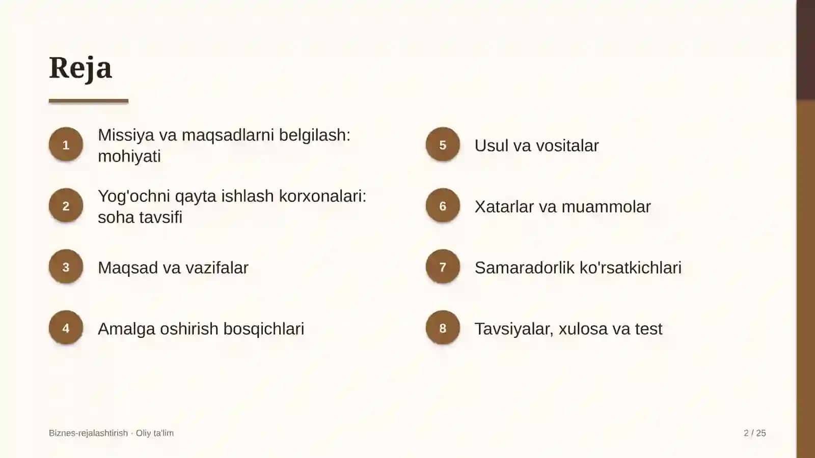 Yog'ochni qayta ishlash korxonalarida missiya va maqsadlarni belgilash 2