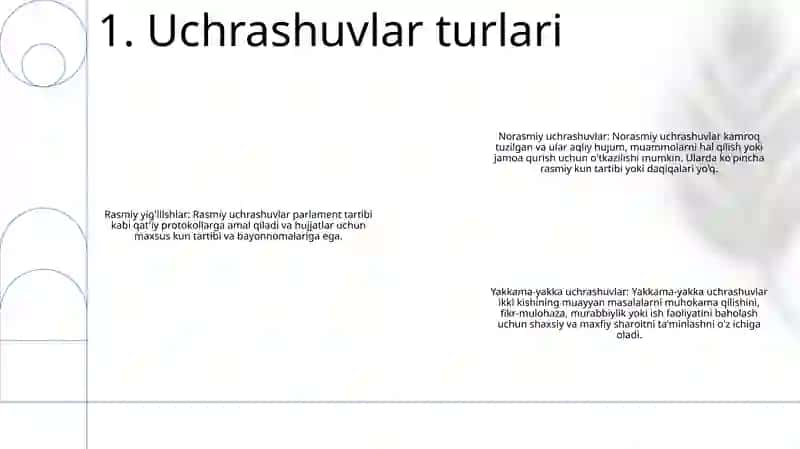 Uchrashuvlar turlari 2