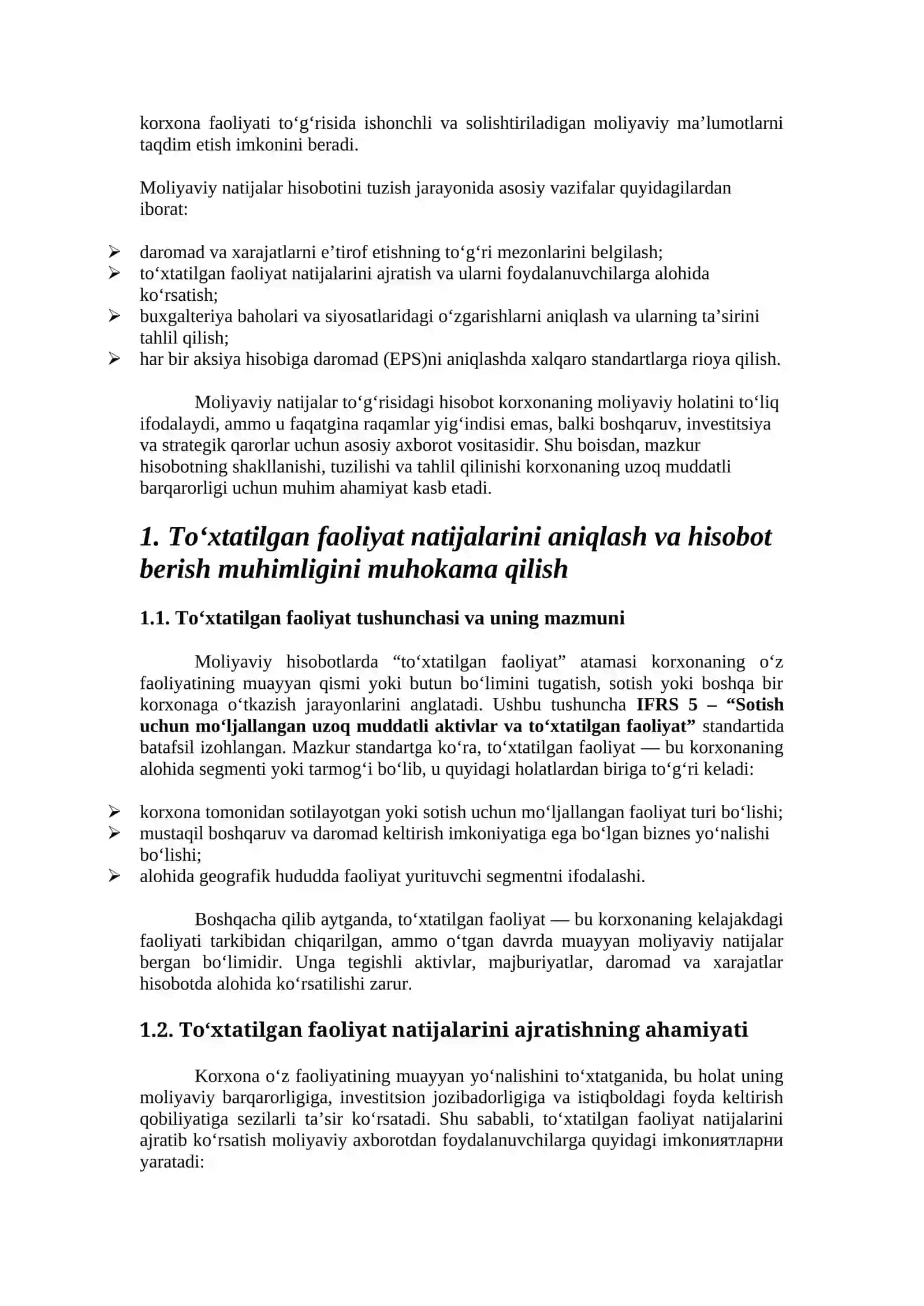 Moliyaviy natijalar to'g'risida hisobot berish 2