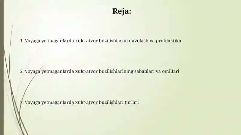Voyaga yetmaganlarda Xulq og'ishi 2
