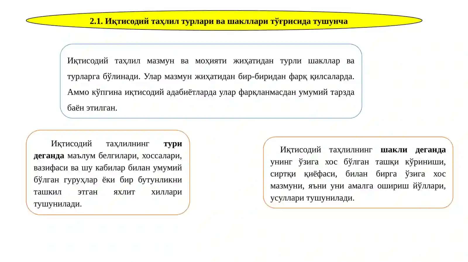 IQTISODIY TAHLILNING TURLARI VA SHAKLLARI 2