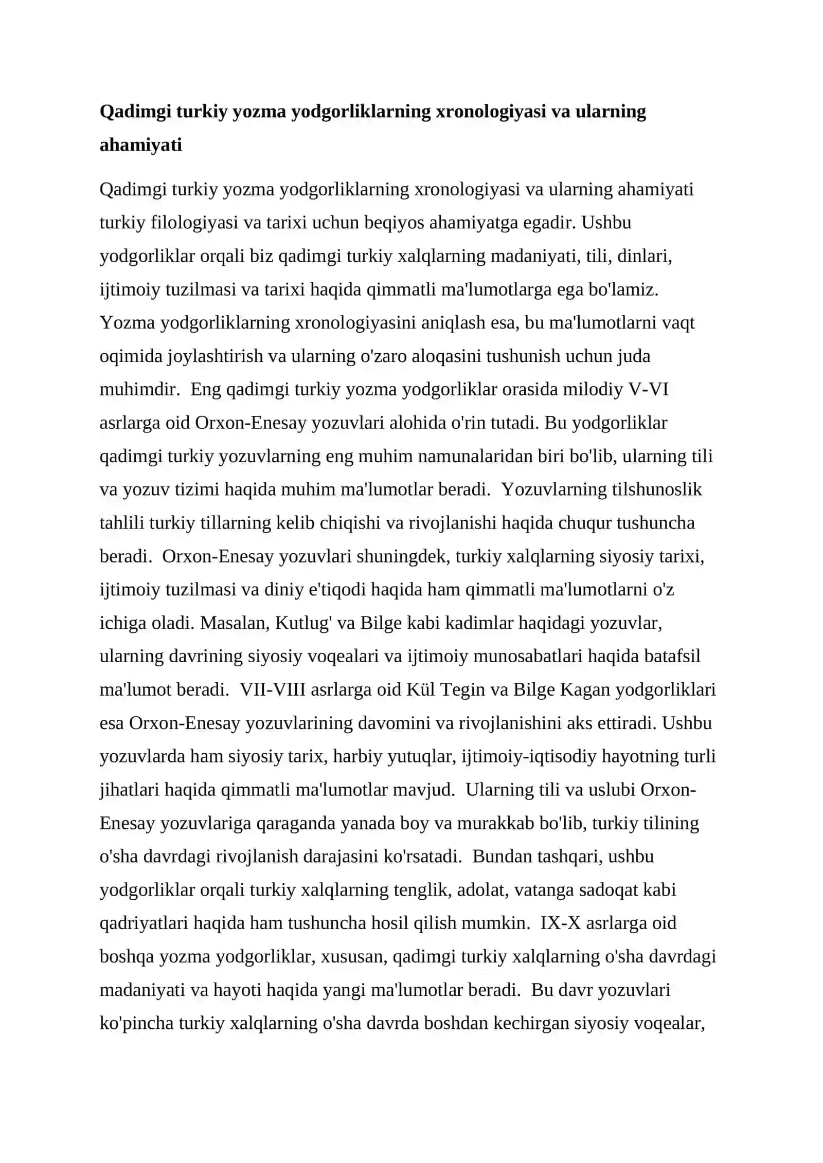 Qadimgi turkiy yozma yodgorliklarning xronologiyasi va ularning ahamiyati 2