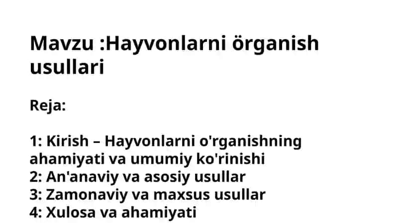 hayvonlarni o'rganish usullari 2