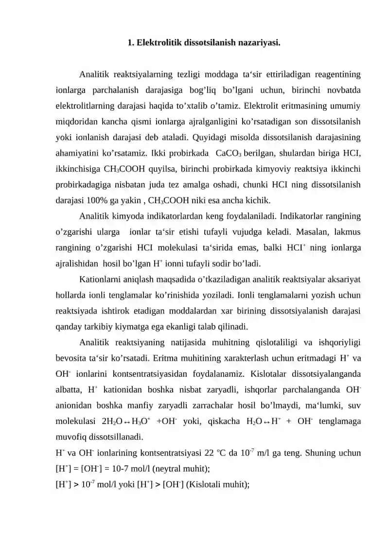 Kationlarning birinchi guruhiga umumiy xarakteristika 2
