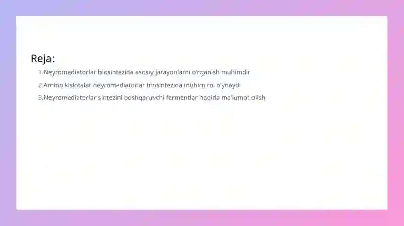 Neyromediatorlar biosintezi 2