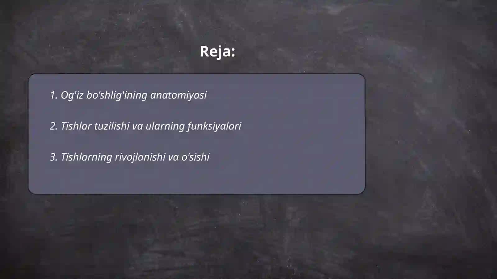 Og'iz bo'shlig'ining anatomiyasi va tishlarning biologiyasi va tibbiy ahamiyati 2