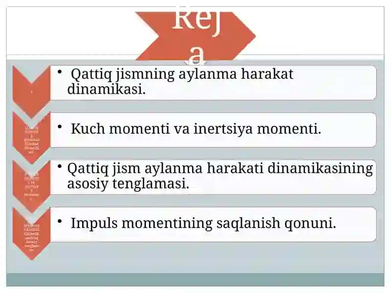 2-MA’RUZAAYLANMA HARAKAT. QATTIQ JISMNING KUCH, IMPULS VA INERSIYAMOMENTI 2