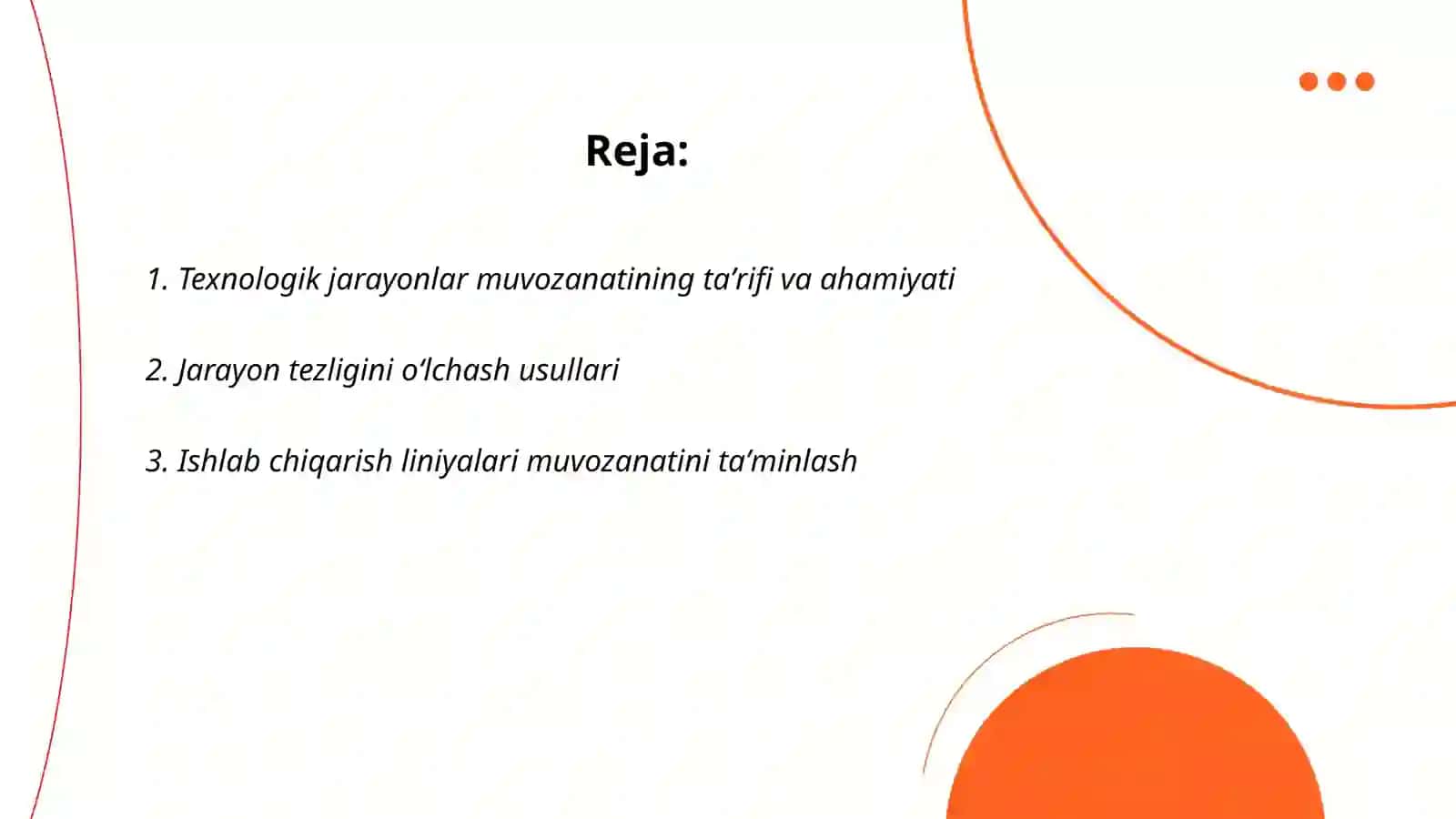 Texnologik jarayonlarning muvozanati va tezligi 2