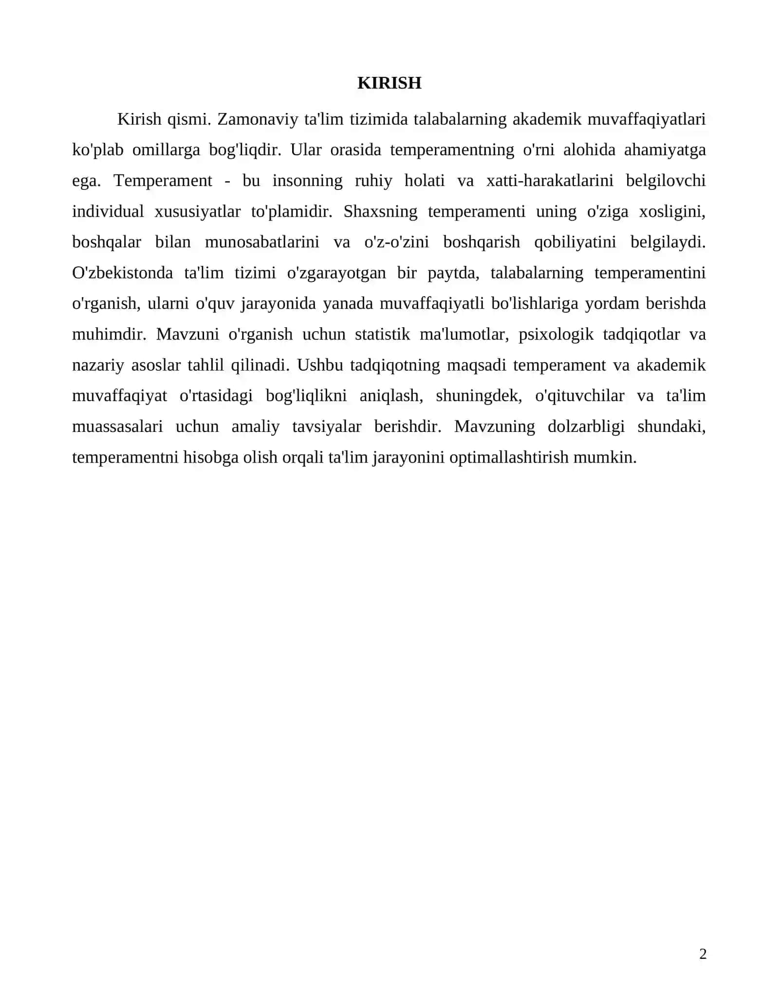 Temperament va uning akademik konikmalarga ta'siri 2