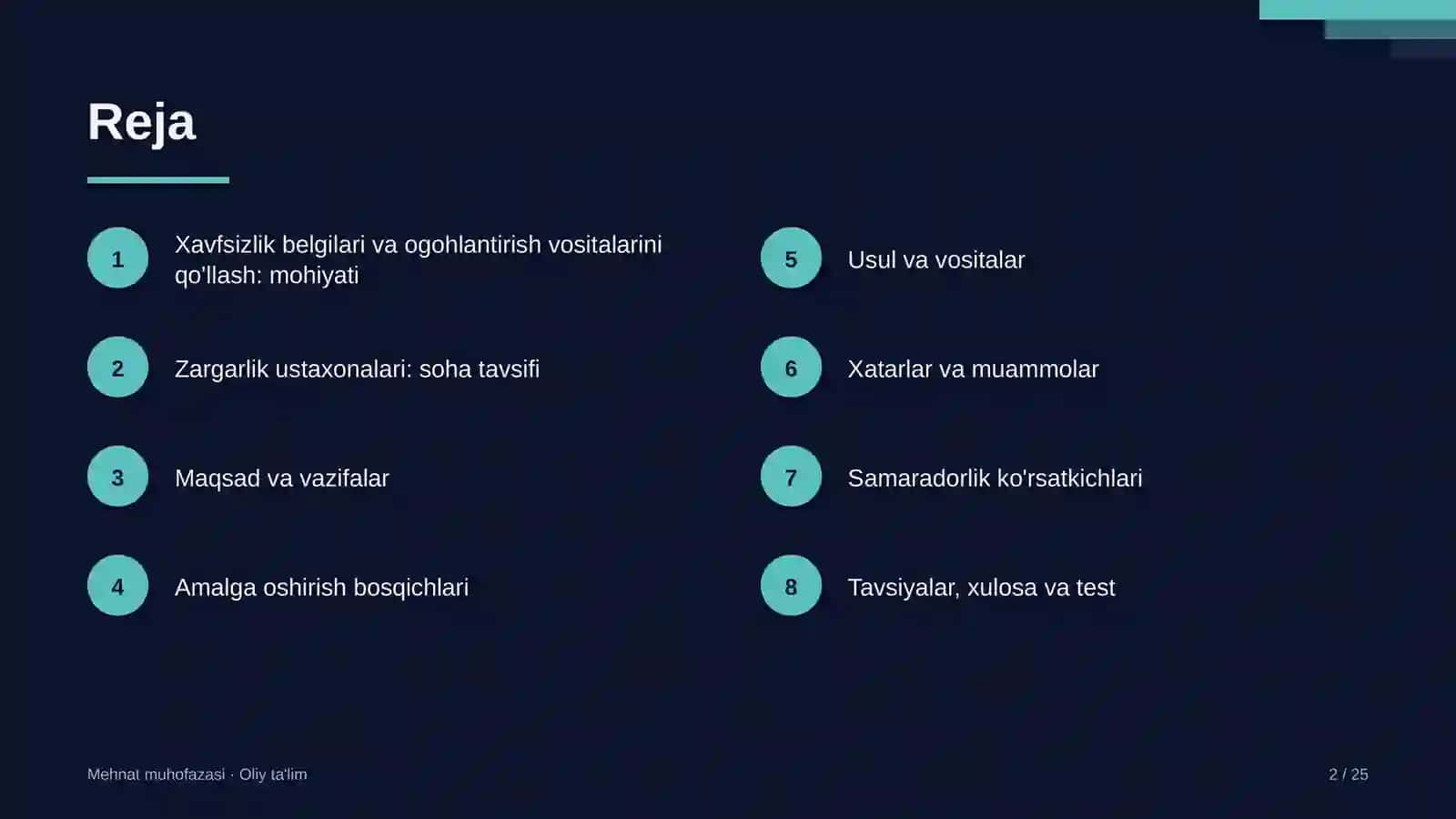 Zargarlik ustaxonalarida xavfsizlik belgilari va ogohlantirish vositalarini qo'llash 2