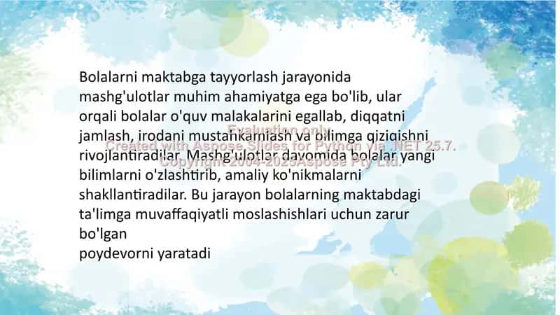 Bolalarni maktabga tayyorlashda mashg'ulotning o'rni 2