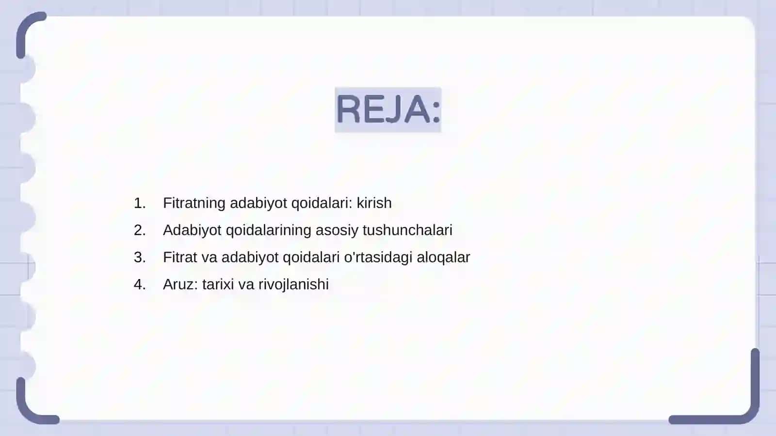 Fitratning "Adabiyot qoidalari ", "Aruz haqida "asarlarini oʻrganish 2