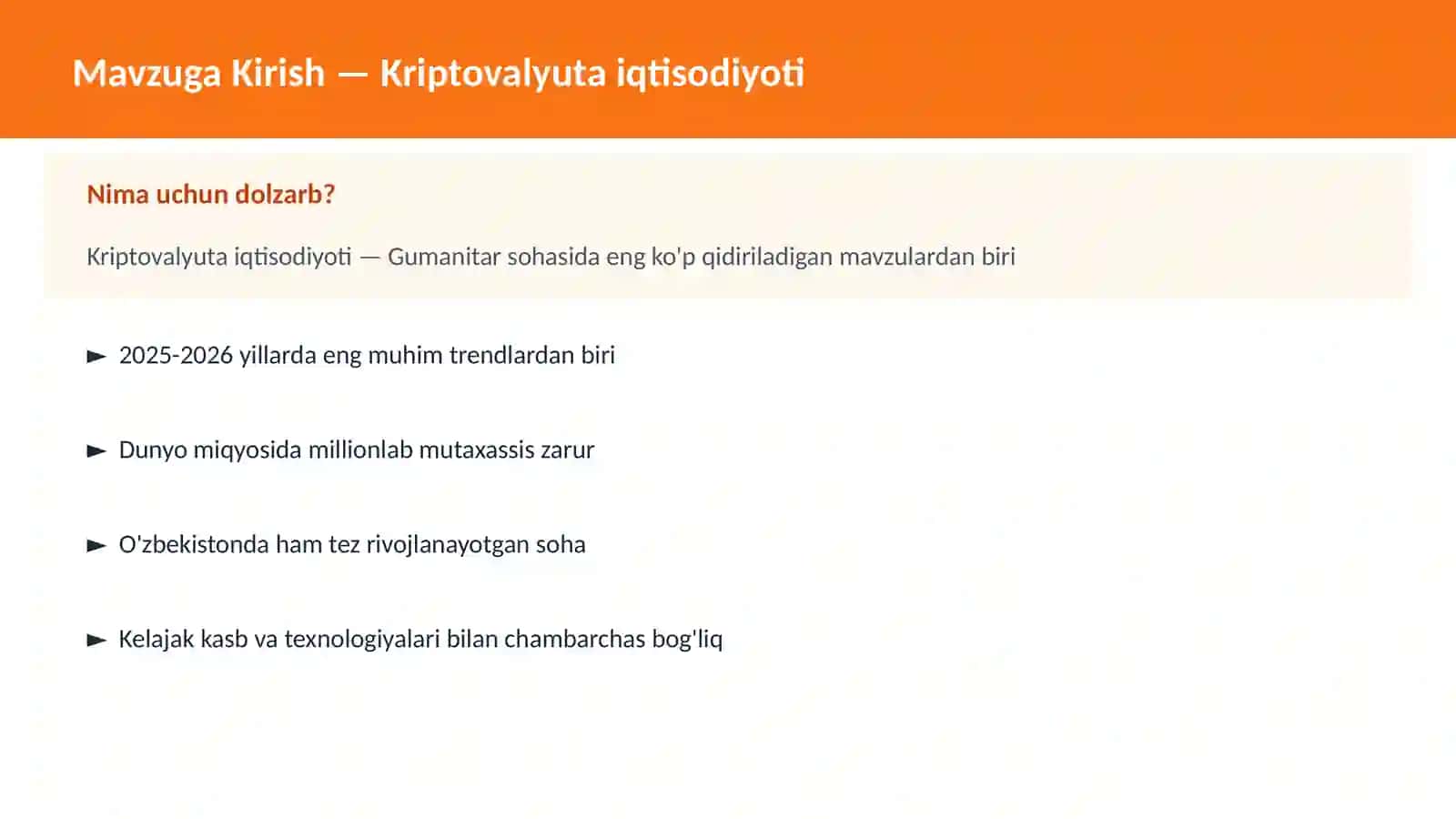 Kriptovalyuta iqtisodiyoti 2