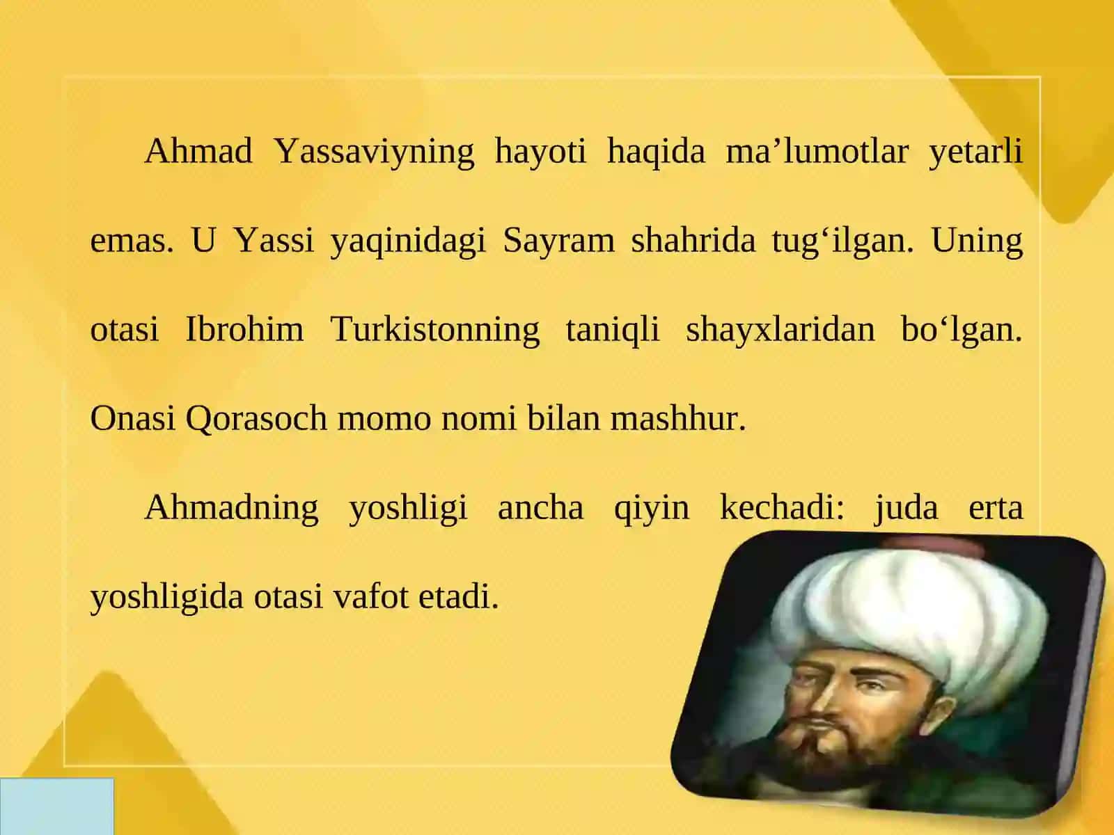 Ahmad yassaviy hayot yo'li 2