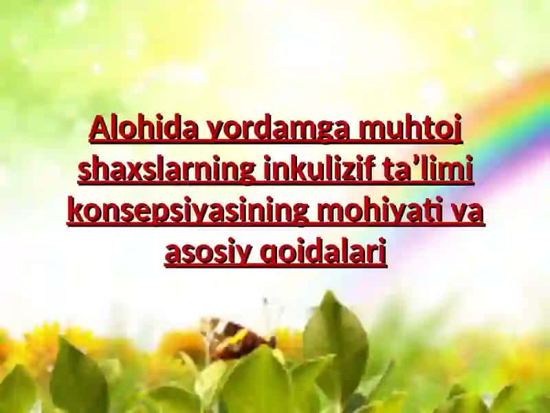 Alohida yordamga muhtoj shaxslarning inkulizif ta’limi konsepsiyasining mohiyati va asosiy qoidalari 2