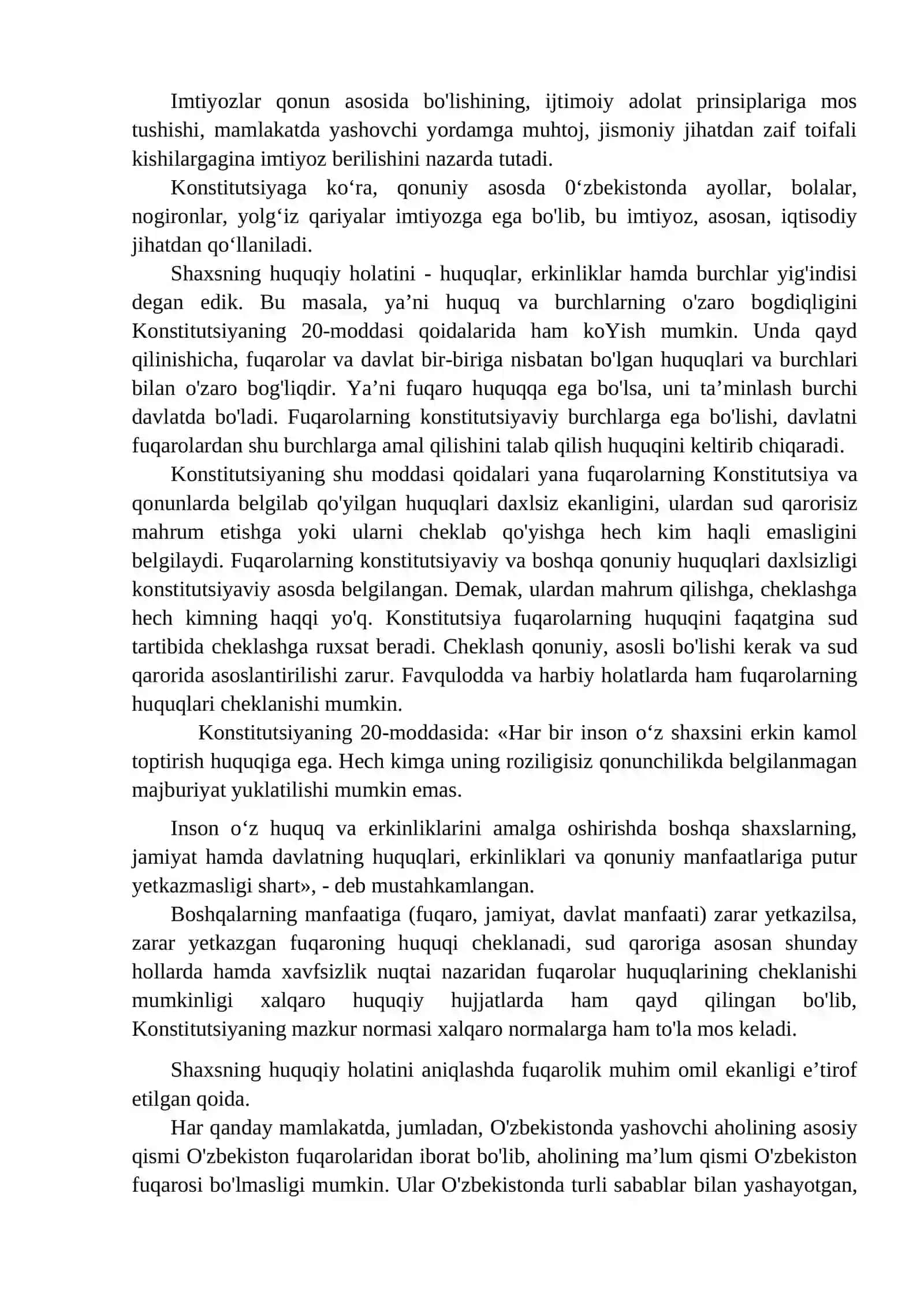 Insonning shaxsiy hamda siyosiy huquqlarini mustalhkamlash masalalari 2