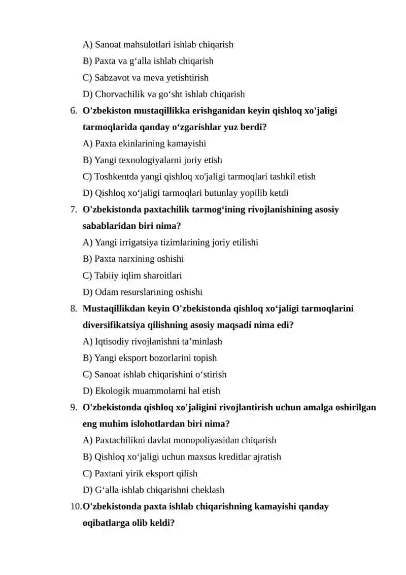 O'zbekistonda qishloq xo‘jaligi tarmoqlarining rivojlanish bosqichlari 2