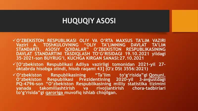 Oliy ta’limning Davlat ta’lim standarti {magistratura} 2