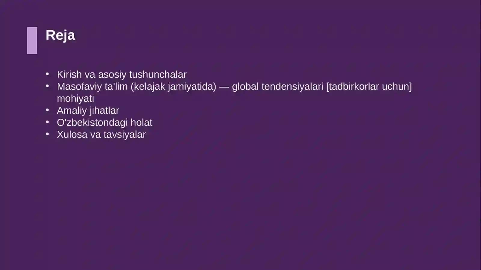 Masofaviy ta'lim (kelajak jamiyatida) — global tendensiyalari [tadbirkorlar uchun] 2