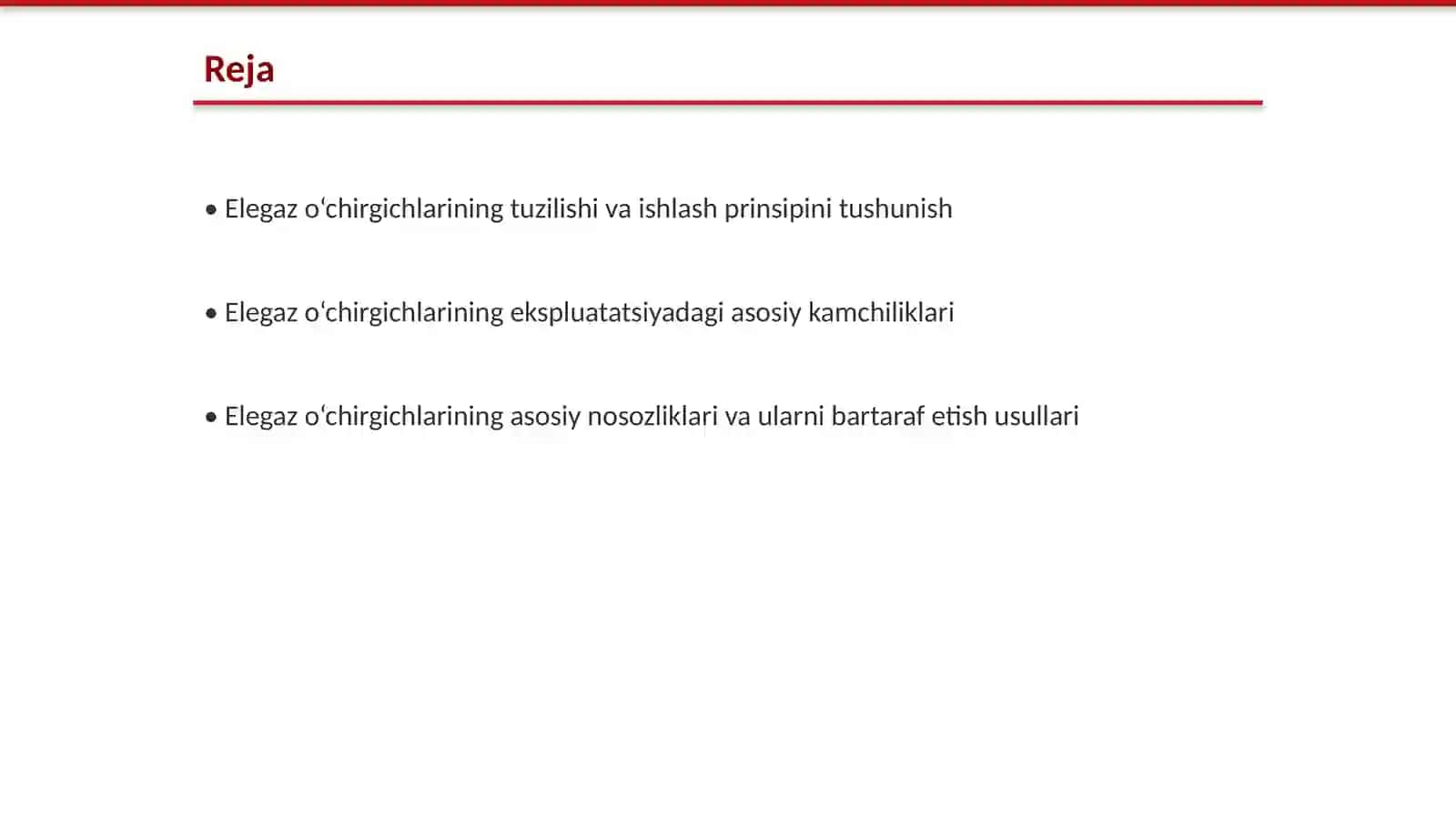 Elegaz o‘chirgichlarining ekspluatatsiyadagi asosiy kamchiliklari va nosozliklari 2