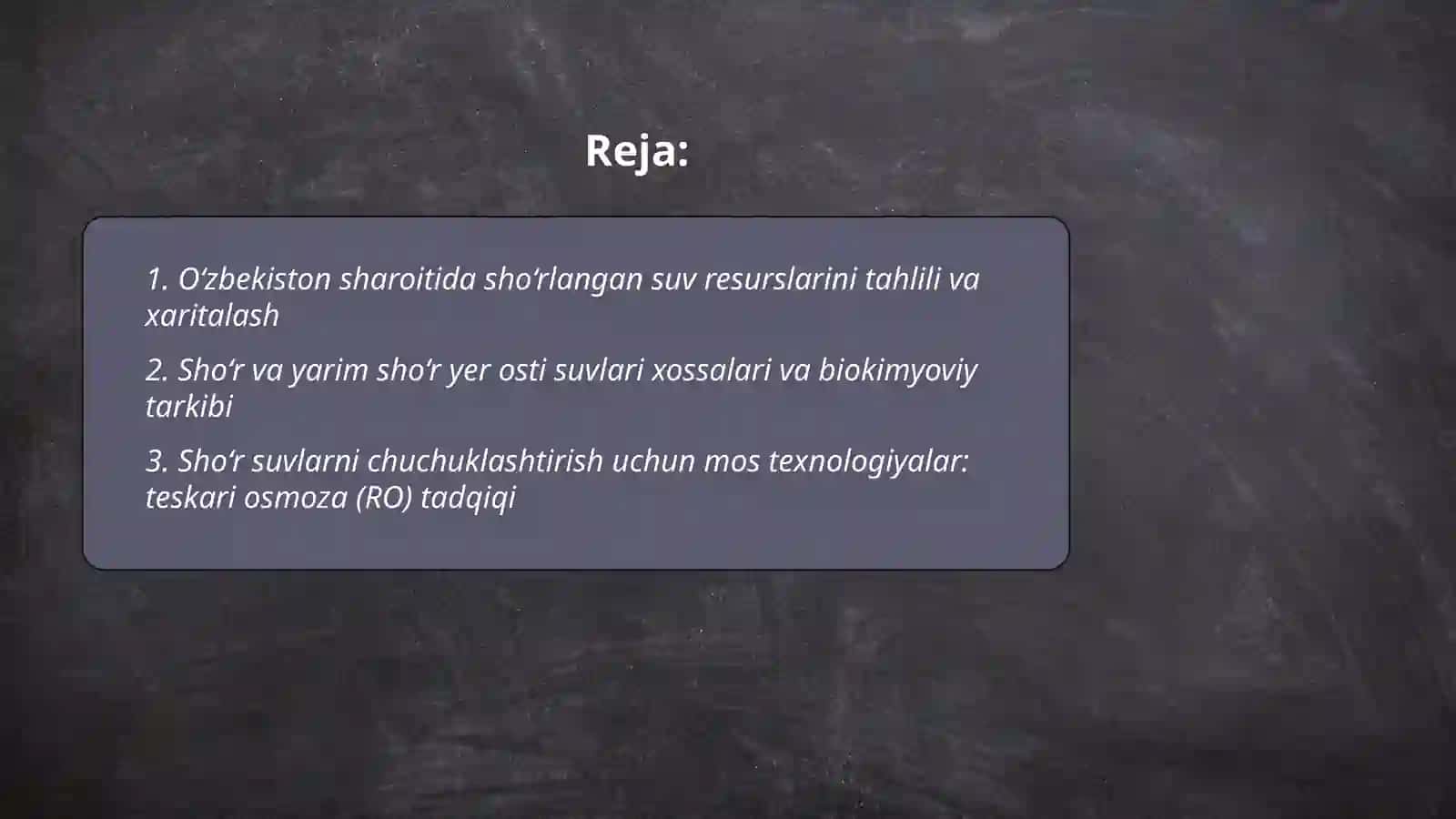 O'zbekiston sharoitida shòr suvlarni chuchuklashtirish ģoyasini yaratish 2