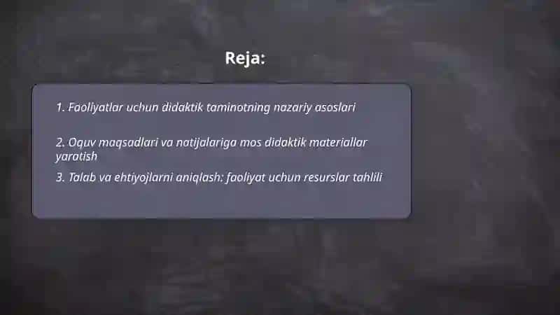 Faoliyatlar uchun didaktik taminot yaratish 2