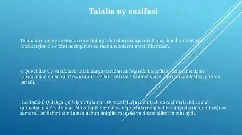 O'Quvchilar Uy Vazifalari 2