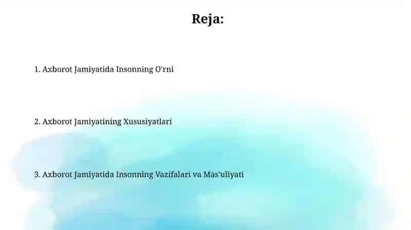 Axborot Jamiyatida Insonning O'rni 2